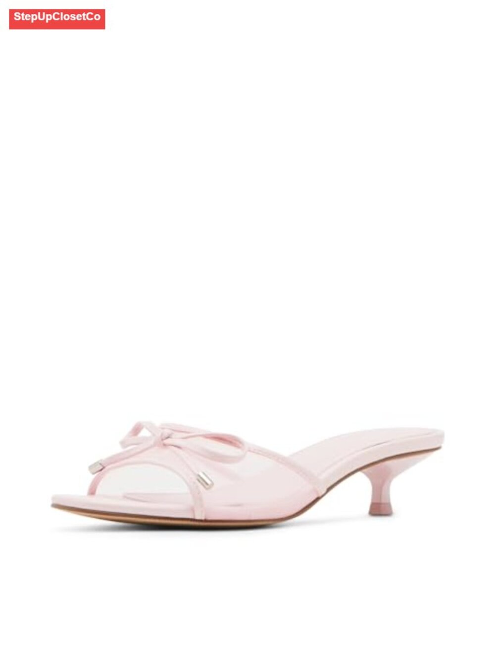 Kitten Heel Slide Sandals - Slip-On Mesh Heeled Sandals